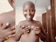 Ebony bald head AKIILISA Licking titties 12/16