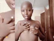 Ebony bald head AKIILISA Licking titties 6/16