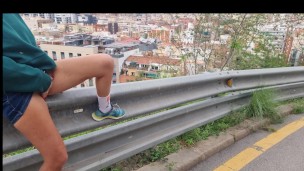 Sexy girl is horny outside and shows her pussy