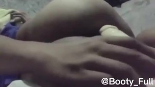 Depress and Lonely Big Booty Teen Can't take a 8 inches Fat Dildo Cock on his Tight Asshole!
