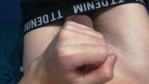 Uncut cock, jerking off, close up cum