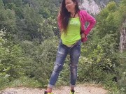 Risky Exhibition on PUBLIC Bike Trail # I was caught on 02:50 min. by bikers # Public flashing