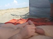 Dick flash - A stranger caught my girlfriend touching my cock on a public beach until I cum 1/16