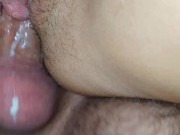 tight and wet pussy creaming on dick and balls POV close up view 7/16