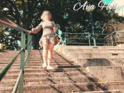 MILF flashing her ass and pussy on public stairs 11/16