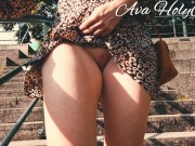 MILF flashing her ass and pussy on public stairs 14/16