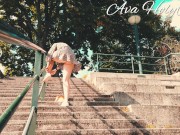 MILF flashing her ass and pussy on public stairs 6/16