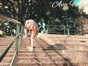 MILF flashing her ass and pussy on public stairs 7/16