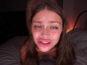 HE DELETED MY THROAT! extreme sloppy deepthroat, fuck with cum on face 13/16