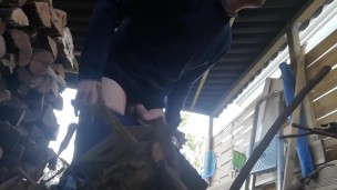 Hot guy caught jerking in a barn