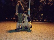 A submisive piss slut takes a piss in her mouth in a public park 11/16