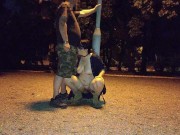 A submisive piss slut takes a piss in her mouth in a public park 12/16