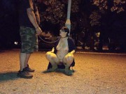 A submisive piss slut takes a piss in her mouth in a public park 15/16