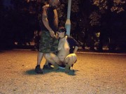 A submisive piss slut takes a piss in her mouth in a public park 2/16