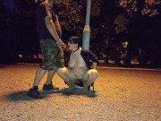 A submisive piss slut takes a piss in her mouth in a public park 4/16