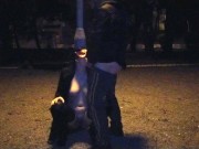 A piss slut wife drinks a piss in a public park 5/16