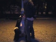 A piss slut wife drinks a piss in a public park 6/16