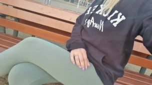 FETISH Walking in leggins Hot strong teen outdoors