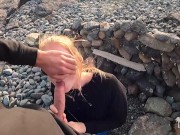 CUM IN MY MOUTH - hot risky public beach blowjob on first tinder date 6/16