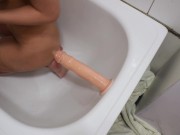 Amazing girl rides a big dildo 3/16