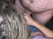 Blonde dreadlock girl blowjob and cum swallow 1/16