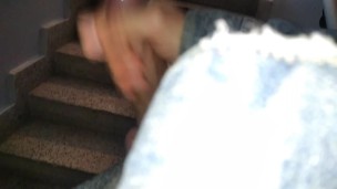 🚫Horny Man Jerk Off and Cum in Neighbors Building, Nice Big Uncut Fat Cock Cumming