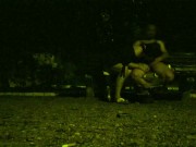 Training a piss slut's wife in a public park. 2/16