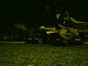 Training a piss slut's wife in a public park. 6/16