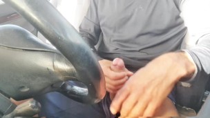  Hot guy jacking off and spitting cock in public in car