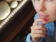 Risky beauty shows sweet pussy in café 2/16