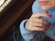 Risky beauty shows sweet pussy in café 3/16