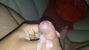 Jerking off my thick cock until it oozes cum