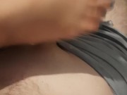 Sunday night footjob while watching movies, cum on pretty blue toes 8/16