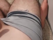 Sunday night footjob while watching movies, cum on pretty blue toes 9/16