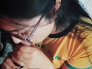 Recibiendo leche calentita en mi carita - BlowJob Cum Facial 9/16