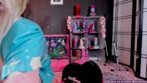 Naughty Blonde Latex Motorbunny Double Penetration DP High Heels Blonde Hair Screaming Orgasm Denial