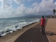 Very RISKY Public PEE among bikers and pedestrians