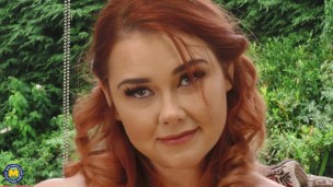 Curvy Redhead MILF With Huge Natural Tits Plays With Her Fat Pussy