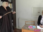 Lingerie granny gets oral from lesbian 1/16