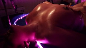 Playing with my big natural boobies (Hot massage with chocolate oil) Pt 1