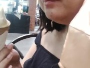 EATING and LICKING ice cream YUMMY/ COLD ON MY TONGUE/ model rebecca  12/16