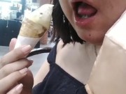 EATING and LICKING ice cream YUMMY/ COLD ON MY TONGUE/ model rebecca  16/16
