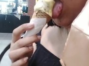 EATING and LICKING ice cream YUMMY/ COLD ON MY TONGUE/ model rebecca  6/16