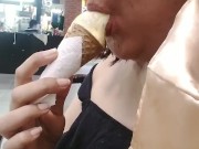 EATING and LICKING ice cream YUMMY/ COLD ON MY TONGUE/ model rebecca  7/16