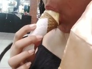 EATING and LICKING ice cream YUMMY/ COLD ON MY TONGUE/ model rebecca  9/16