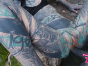 tattooed ANUSKATZZ gets ASS FUCKED in public / outdoors, gape, ANAL - Punk - Goth 1/16