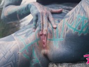 tattooed ANUSKATZZ gets ASS FUCKED in public / outdoors, gape, ANAL - Punk - Goth 6/16
