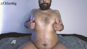 Oiling Up My Fat Tiddies & Belly