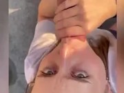 Daytime rooftop blowjob with a very happy ending 14/16