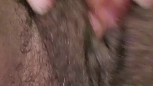 Fingering my hairy fat pussy until I cum 